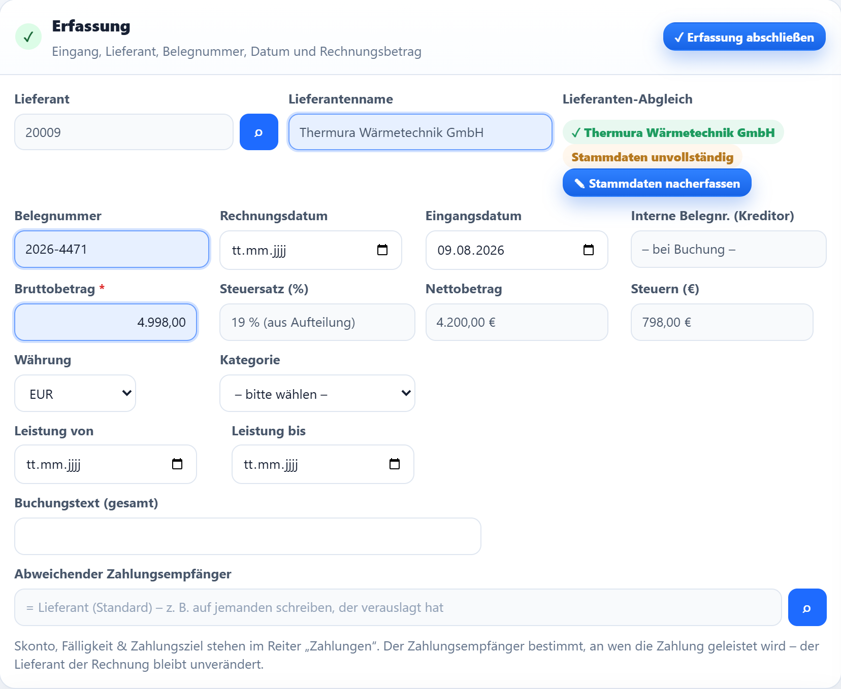 Die Belegnummer 2026-4471 steht im Feld.